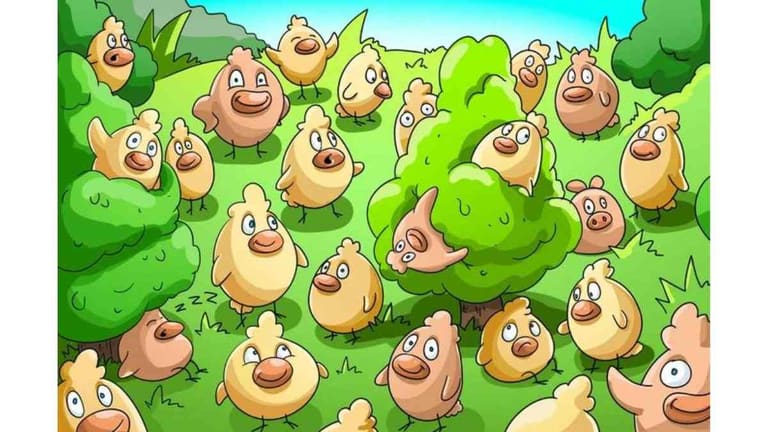Desafio visual divertido: encontre o animal diferente entre os pintinhos na imagem.