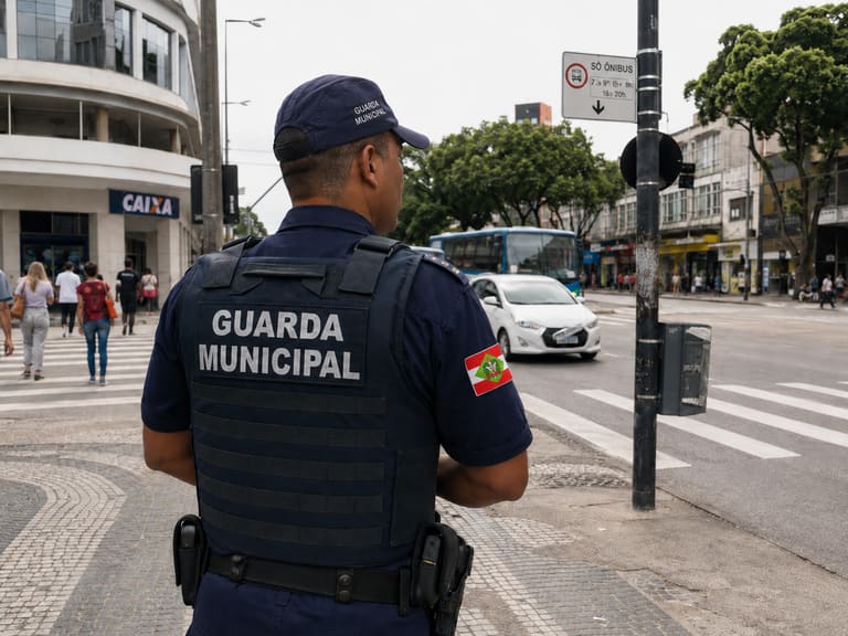 Guarda Municipal de Itajaí em atuação na rua.