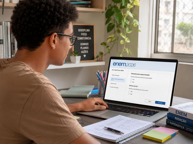 Estudante solicita atendimento especializado e nome social no Enem 2026.