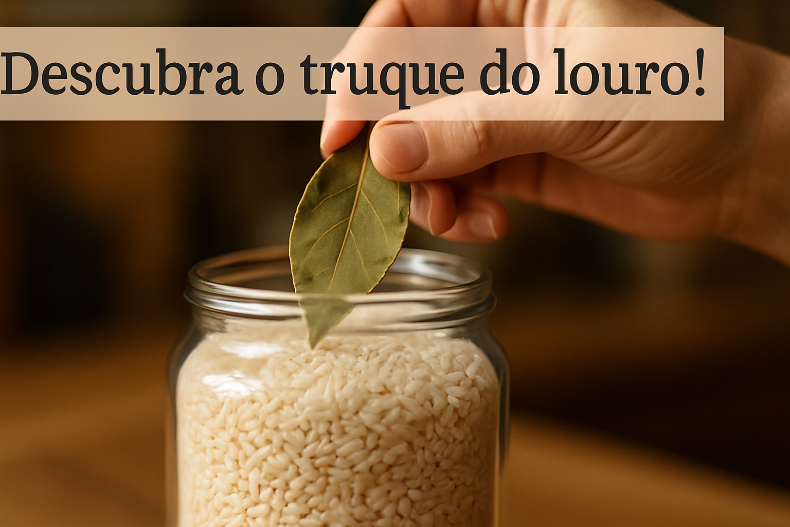 O truque da folha de louro dentro do pote de arroz: Por que donas de casa experientes estão fazendo isso 2 Mão colocando uma folha de louro em um pote de arroz cru
