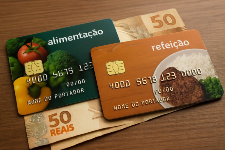 Novas regras do vale-alimentação e vale-refeição já começaram a valer 1 Cartões de alimentação e refeição sobre notas de cinquenta reais