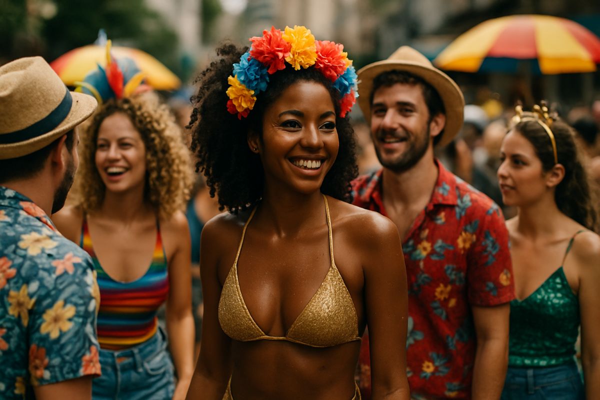 Carnaval da Bahia 2026: Confira a programação completa de Salvador 2 Foliã com fantasia colorida participa do Carnaval de Salvador em 2026 ao lado de outros participantes