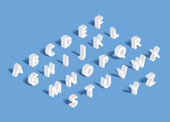 Vector 3d isometric alphabet