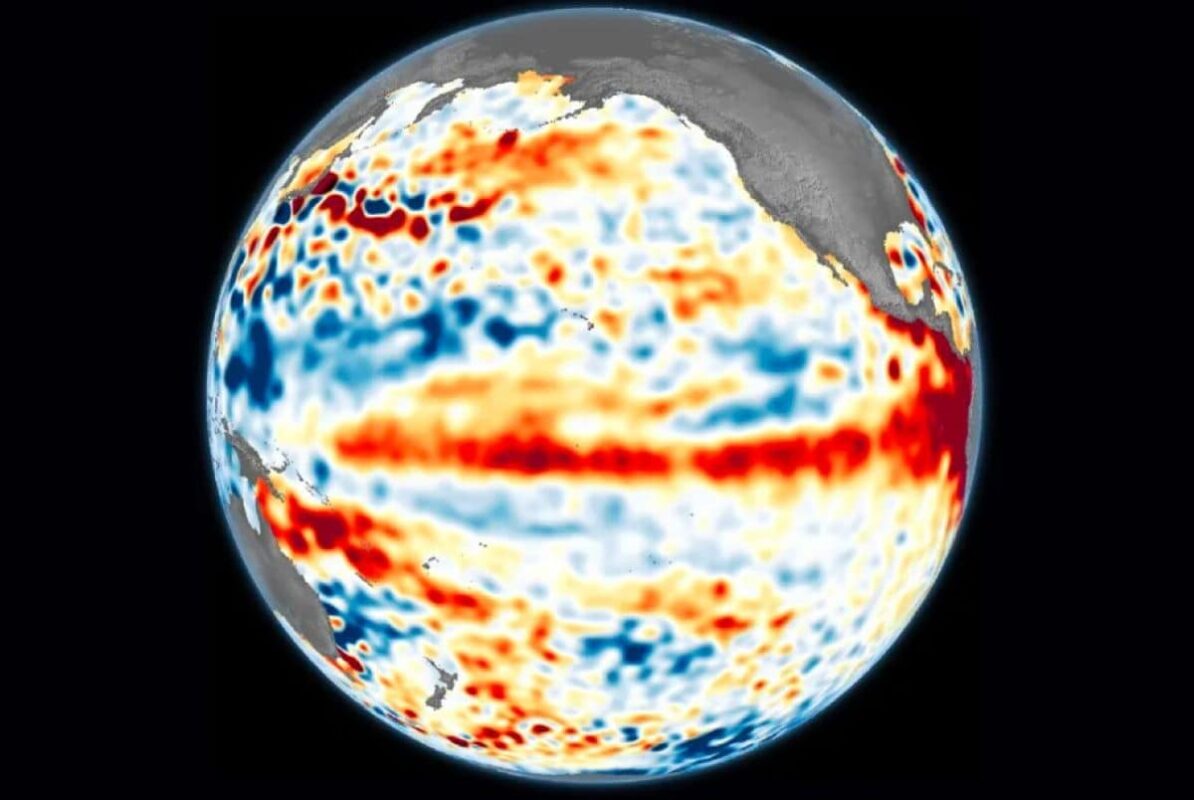 Nasa capta imagem do El Niño - fenômeno meteorológico que eleva as temperaturas — Foto: Sentinel-6 Michael Freilich / Nasa