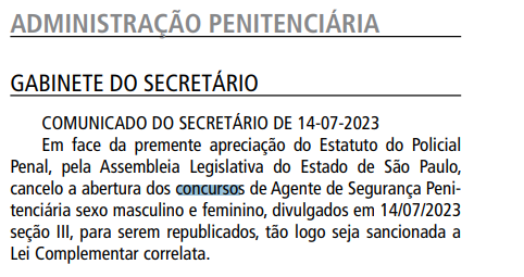 Concurso público para Polícia Penal de São Paulo oferece, ao todo, 1.100 vagas.