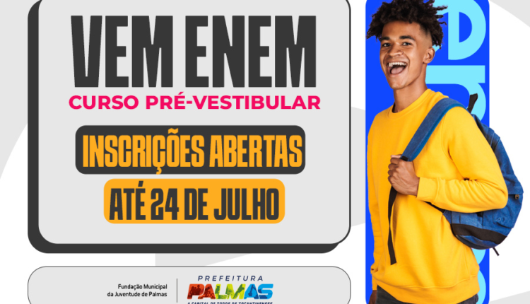 Cursinho preparatório para o ENEM 2023 gratuito em Palmas abre inscrições