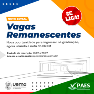 A UEMA está ofertado as vagas remanescentes do Paes, com ingresso no 2º semestre de 2023. Imagem: UEMA/ Divulgação