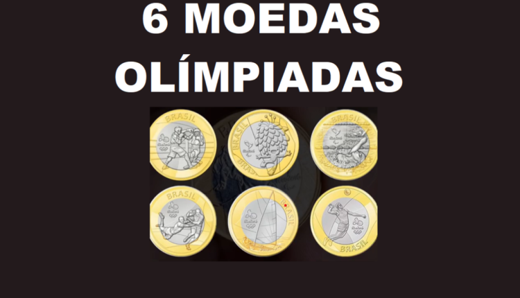 6 moedas olimpiadas de 1 real