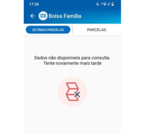 Mensagem no aplicativo Bolsa família. Imagem: Portal Boa informação