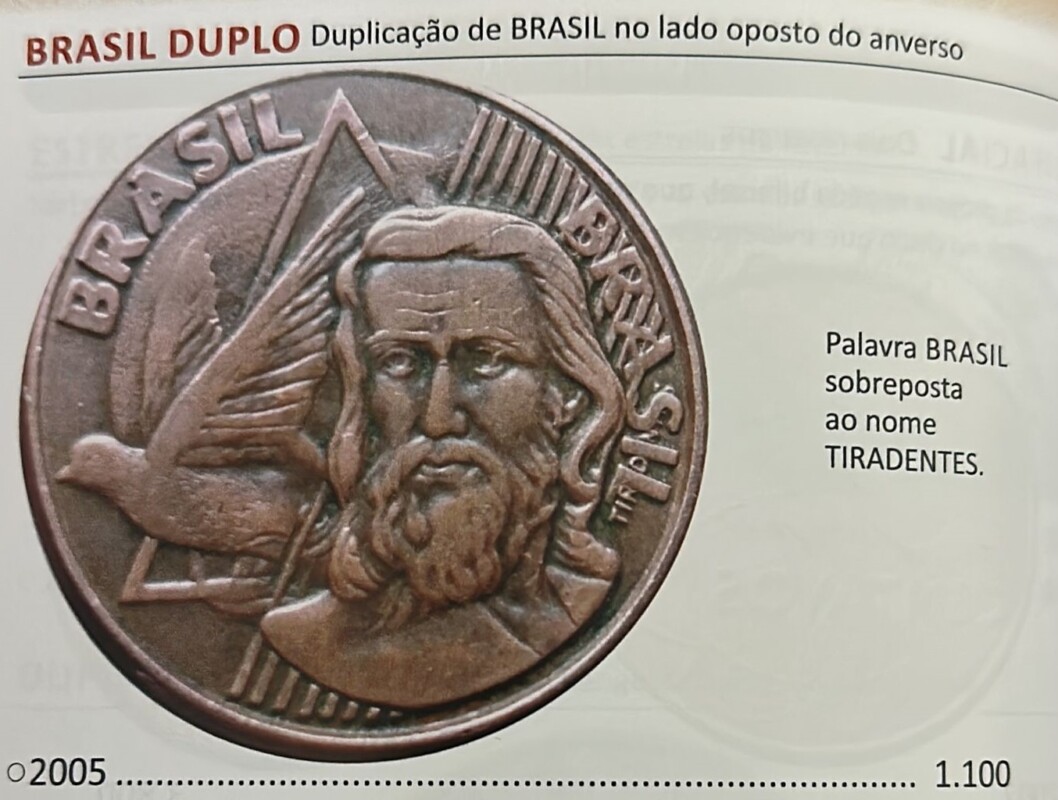moeda 5 centavos brasil duplo