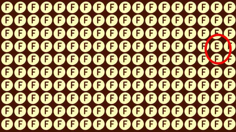 Encontre a letra E entre as letras Fs