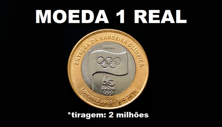 moeda 1 real da bandeira das olimpiadas do brasil