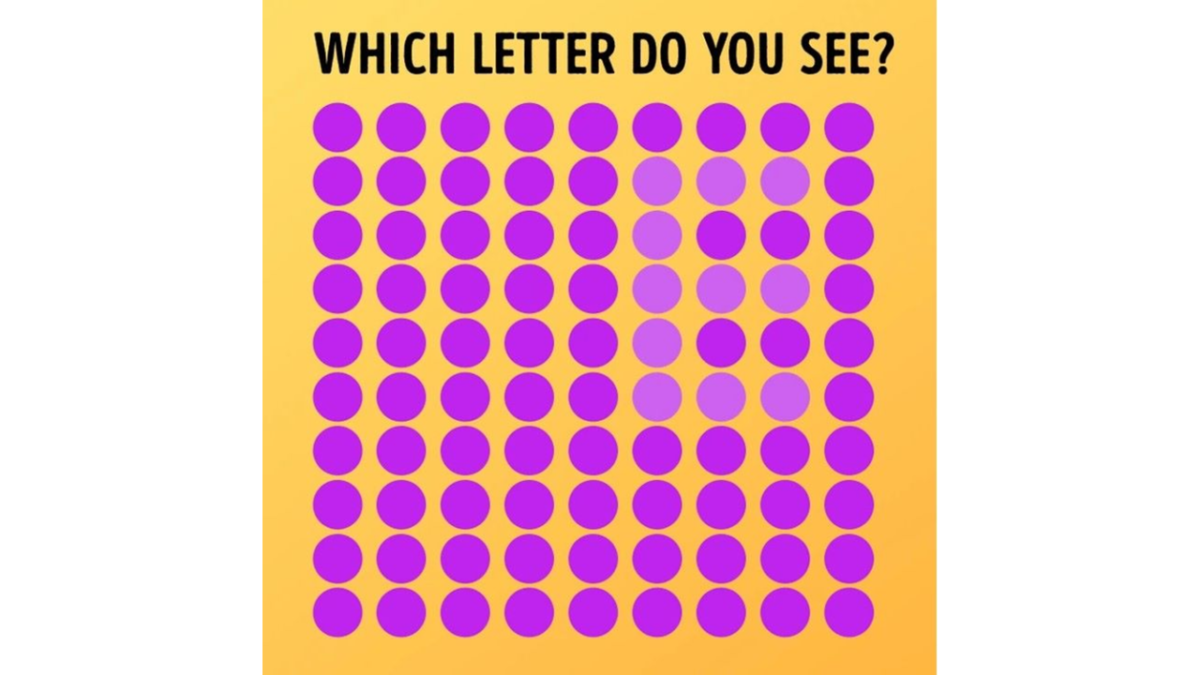 Qual letra você vê entre os pontos roxos