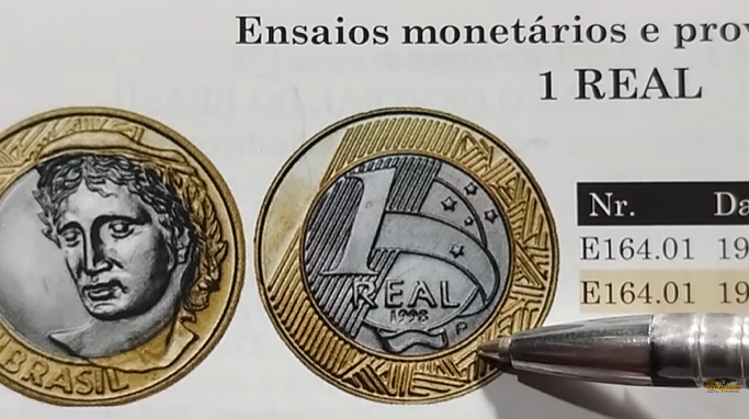 moeda de 1 real 1998 com a letra P