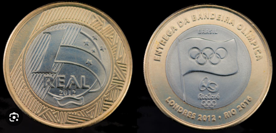 moeda de 1 real da bandeira 2012 dos jogos olímpicos