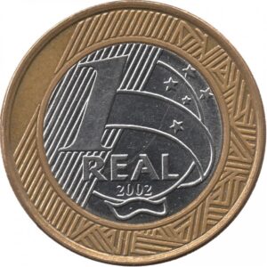 Exemplo de moeda de 1 real de 2002