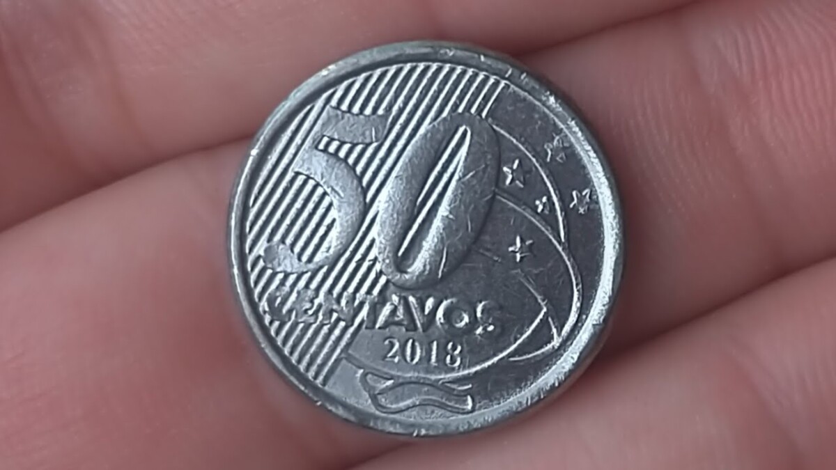 Exemplo de moeda de 50 centavos