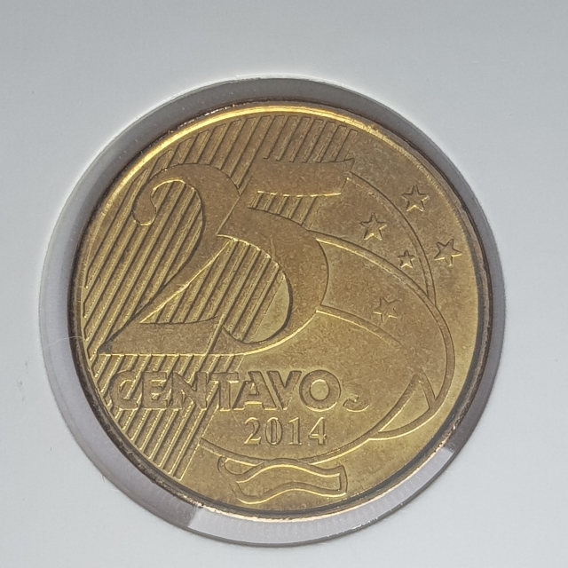 Exemplo de moeda de 25 centavos de 2014