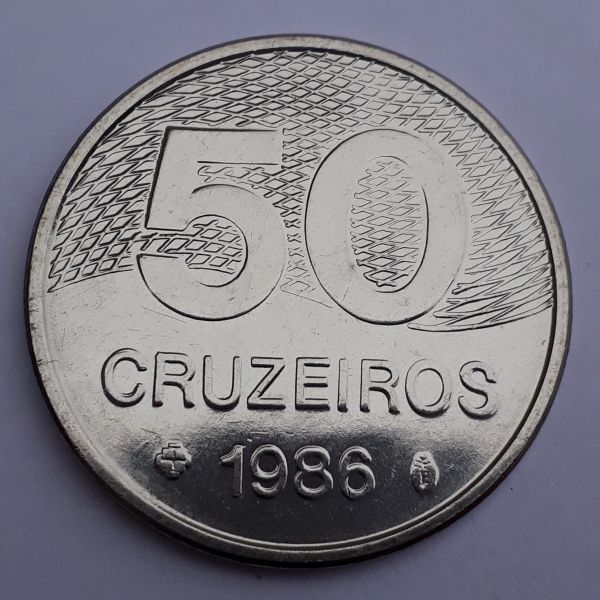 Exemplo de uma moeda de 50 cruzeiros de 1986 