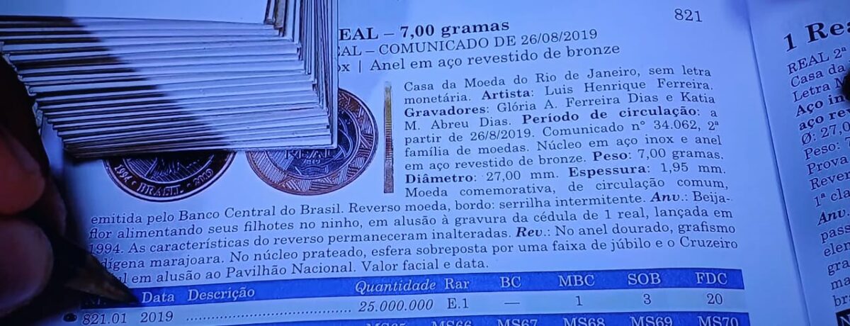 Moeda de 1 real do Beija-Flor tem valores atualizados. Confira patamares de 2024