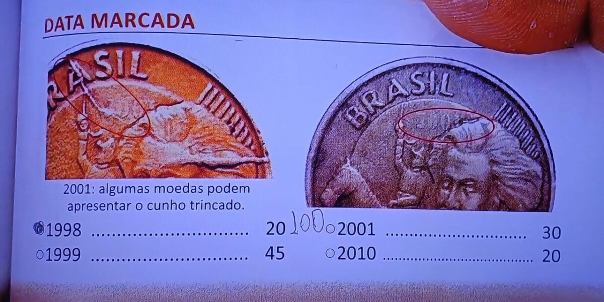 Quatro moedas de 10 centavos (1998, 1999, 2001 e 2010), que podem valer muito dinheiro em 2024