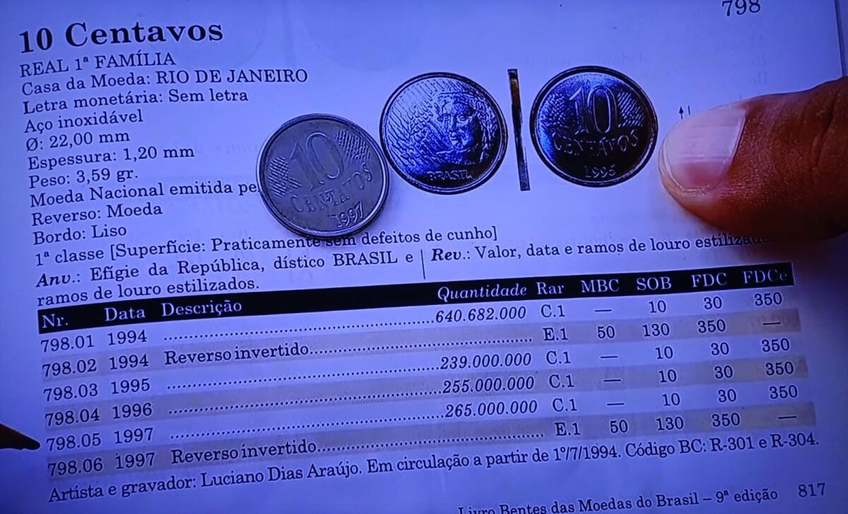 Colecionadores já pagam mais de um salário mínimo por este grupo de moedas de 10 centavos