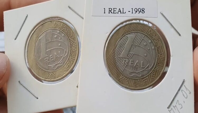 Moeda 1 real 1998 com reverso horizontal