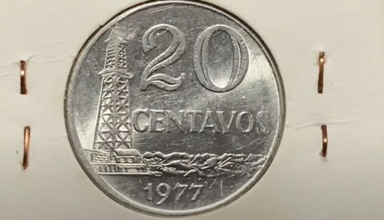 Moeda 20 centavos de cruzerio 1970 a 1979