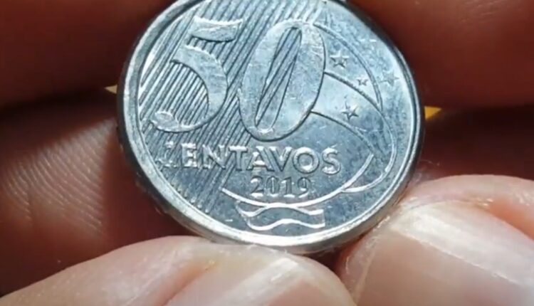 Moeda 50 centavos 2019 pontos no reverso