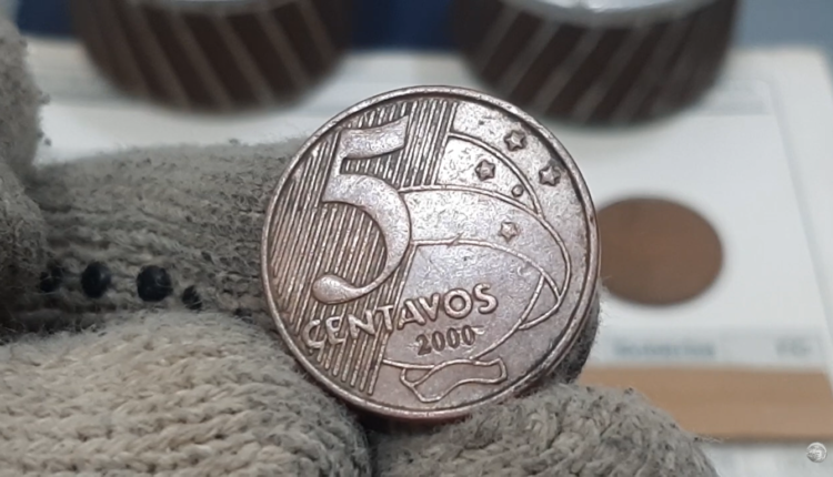 Moeda de 5 centavos 2000 Imagem Márcio Moedas e Cédulas Raras