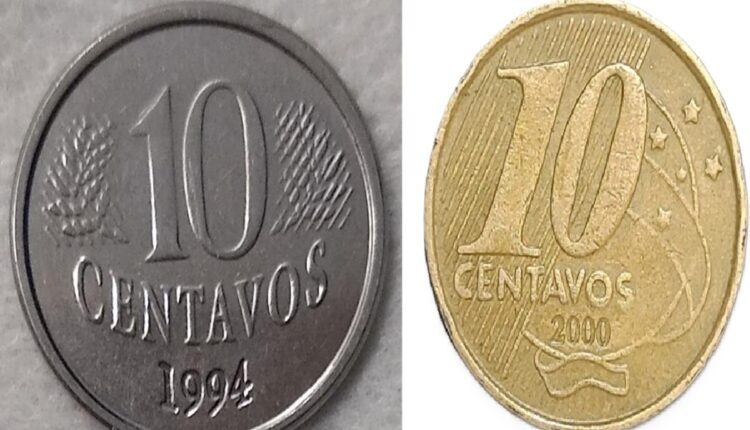 Moedas de10 centavos 1994 e 2000