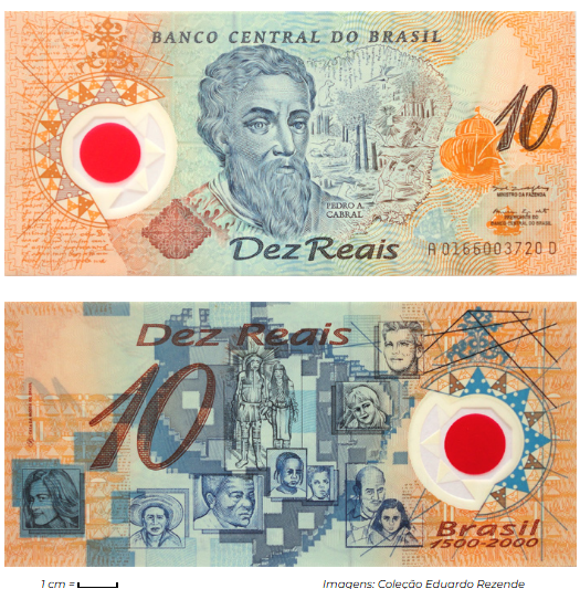 Cédula 10 reais de plástico