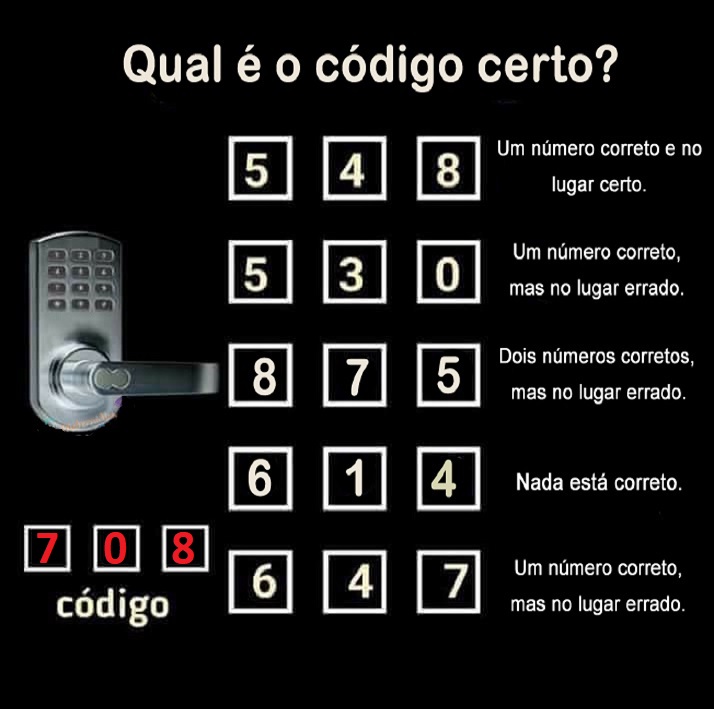 Raciocínio Lógico: será que você descobre qual é o código certo?