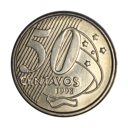 Exemplo de moeda de 50 centavos 1998 com características comuns