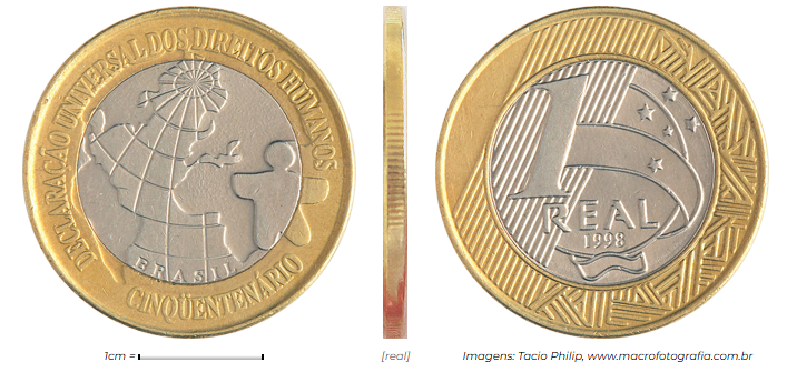 Moeda 1 real 50 anos dos Direitos Humanos