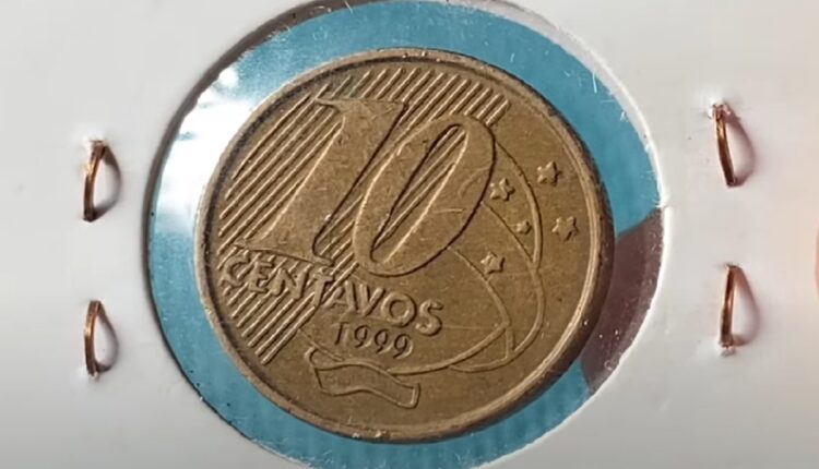 Moeda 10 centavos 1999 reverso inclinado