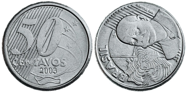 Moeda 50 centavos 2010 com reverso horizontal