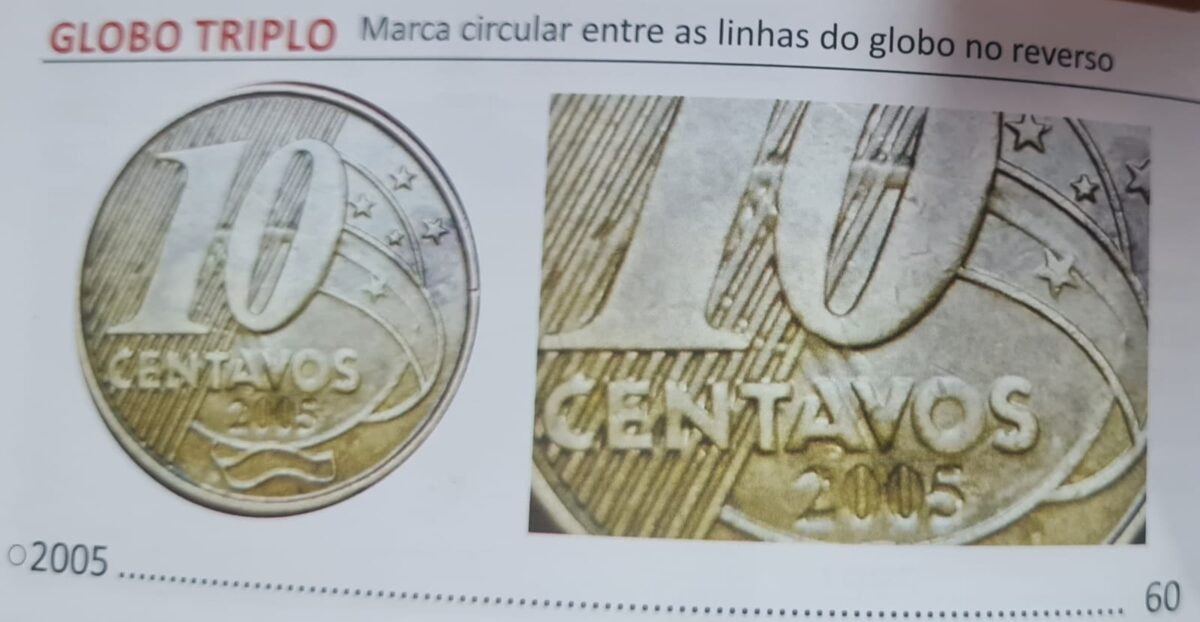 Valor da moeda de 10 centavos com Globo Triplo