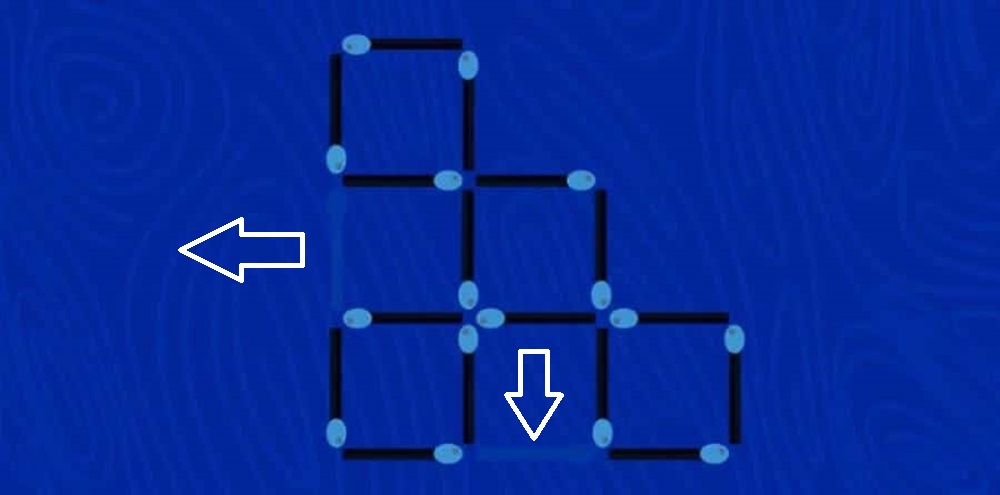 Raciocínio Lógico: você consegue remover 2 palitos para visualizar 4 quadrados?