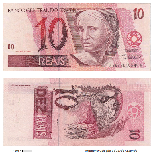 Cédula 10 reais 1995 características comuns