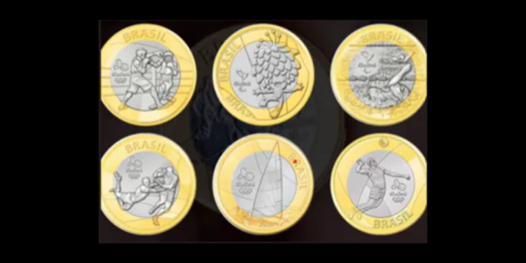 6 moedas olímpiadas de 1 real. Imagem: rnfcolecoes