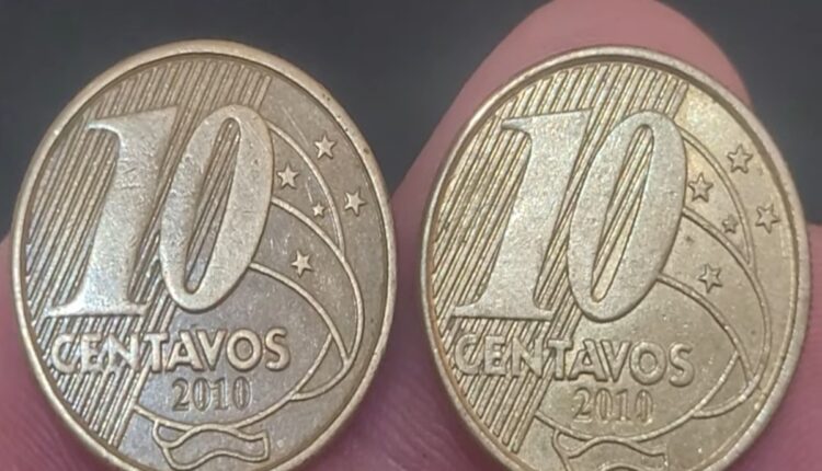 Moeda 10 centavos com erros