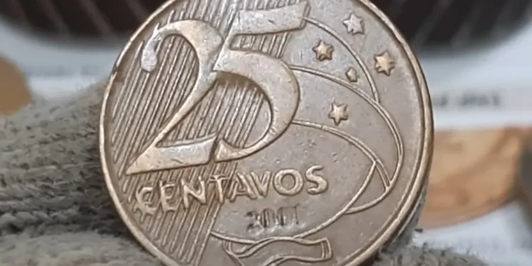 Moeda 25 centavos 2019 ombro duplo