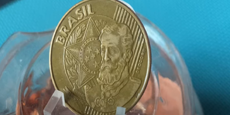 Moeda 25 centavos rastro nas estrelas