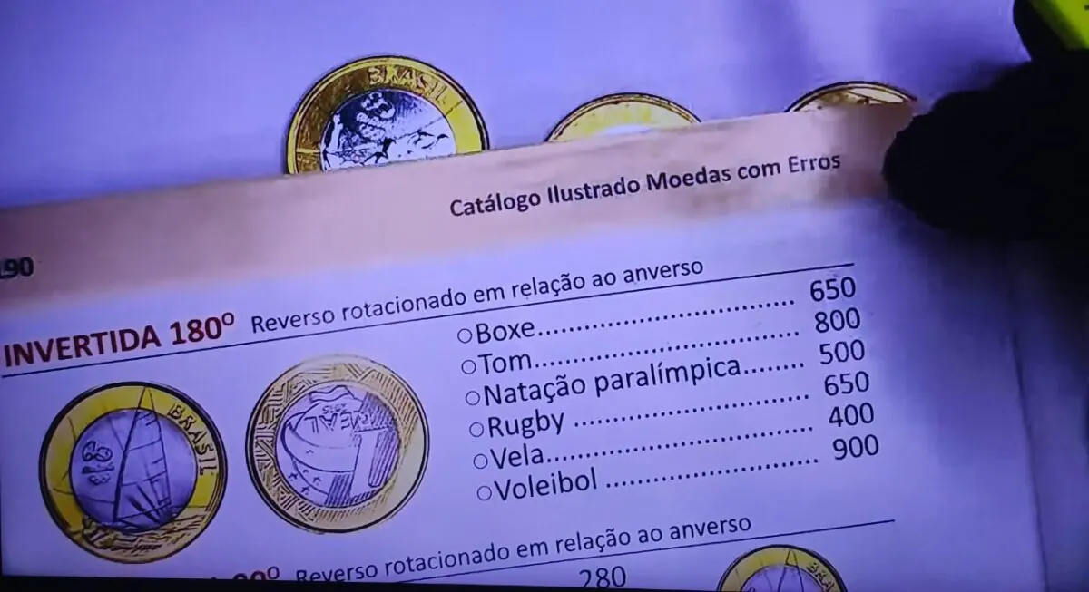 Moedas olímpicas com reverso invertido