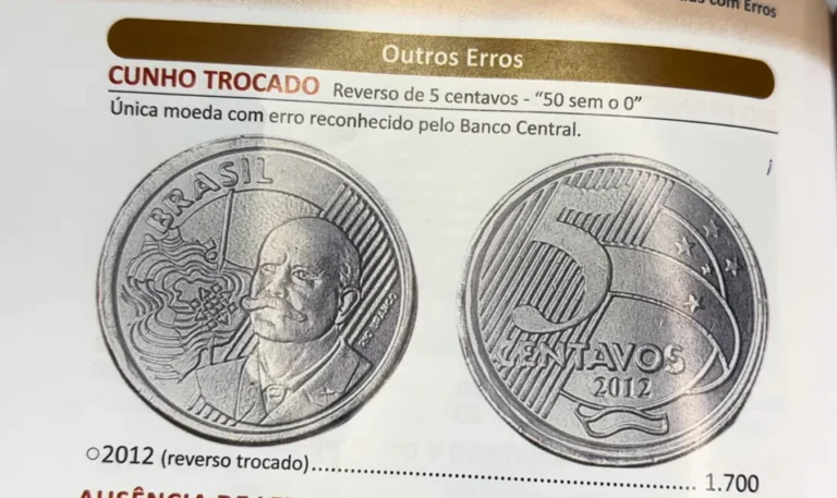 Valor da moeda de 50 centavos de 2012 com cunho trocado