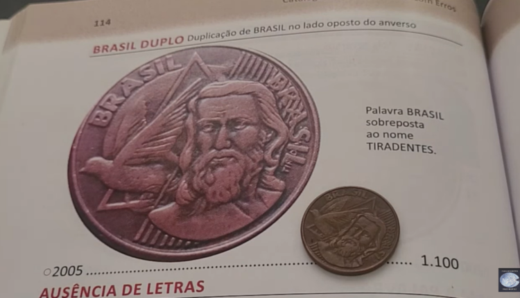 Valor moeda 5 centavos Brasil duplo