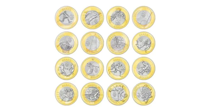 Moedas de 1 real das Olimpíadas. Imagem: mega curioso