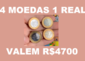 4 moedas de 1 real que valem R$4700. Imagem: rnfcolecoes