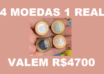 4 moedas de 1 real que valem R$4700. Imagem: rnfcolecoes